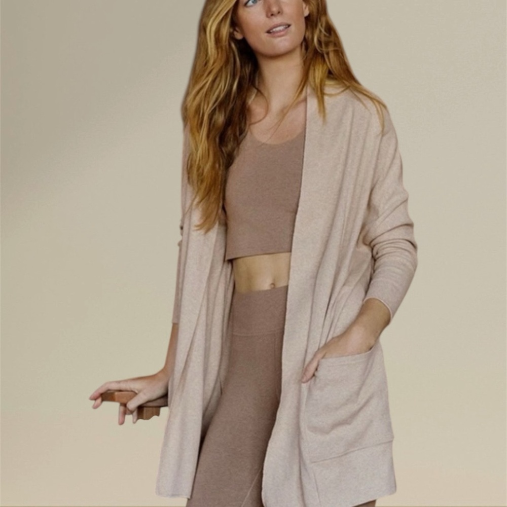 PACT AIRPLANE OPEN CARDIGAN TAN ORGANIC SWEATER XS/S - Picture 2 of 7